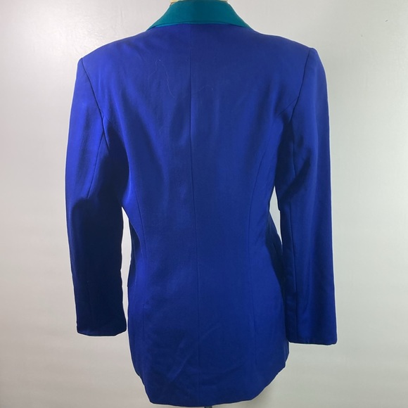 Hugo Buscati Milano Vintage Blazer Blue & Green Wool Gaberdine Made in U.S.A. - Picture 5 of 9